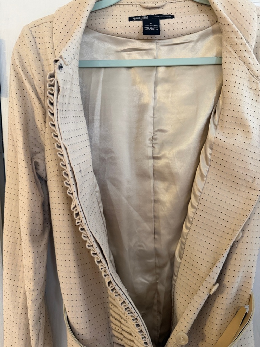 Hale Bob Beige Long Sleeve Ruffle-Front Coat - Picture 4 of 4